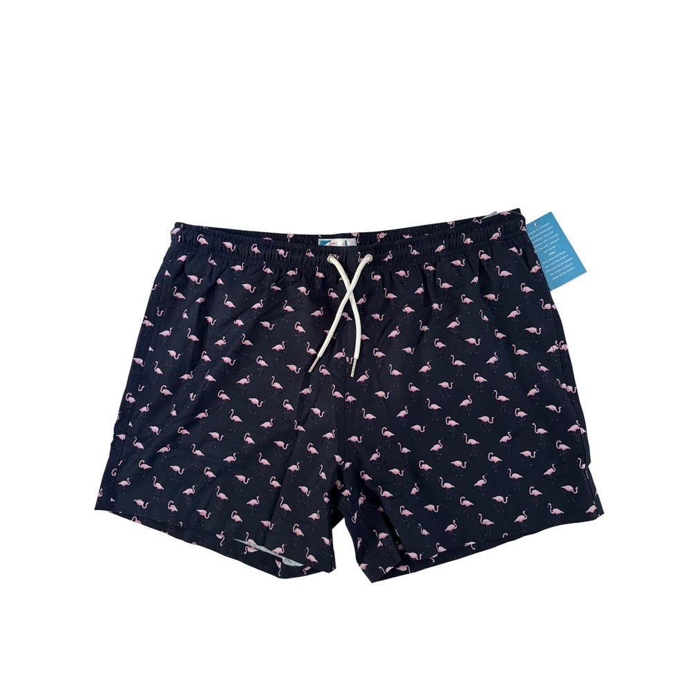Bermies Mens Original Cut Swim Trunks Navy Pink Flamingo FLAMINGO2.0-L Large NEW